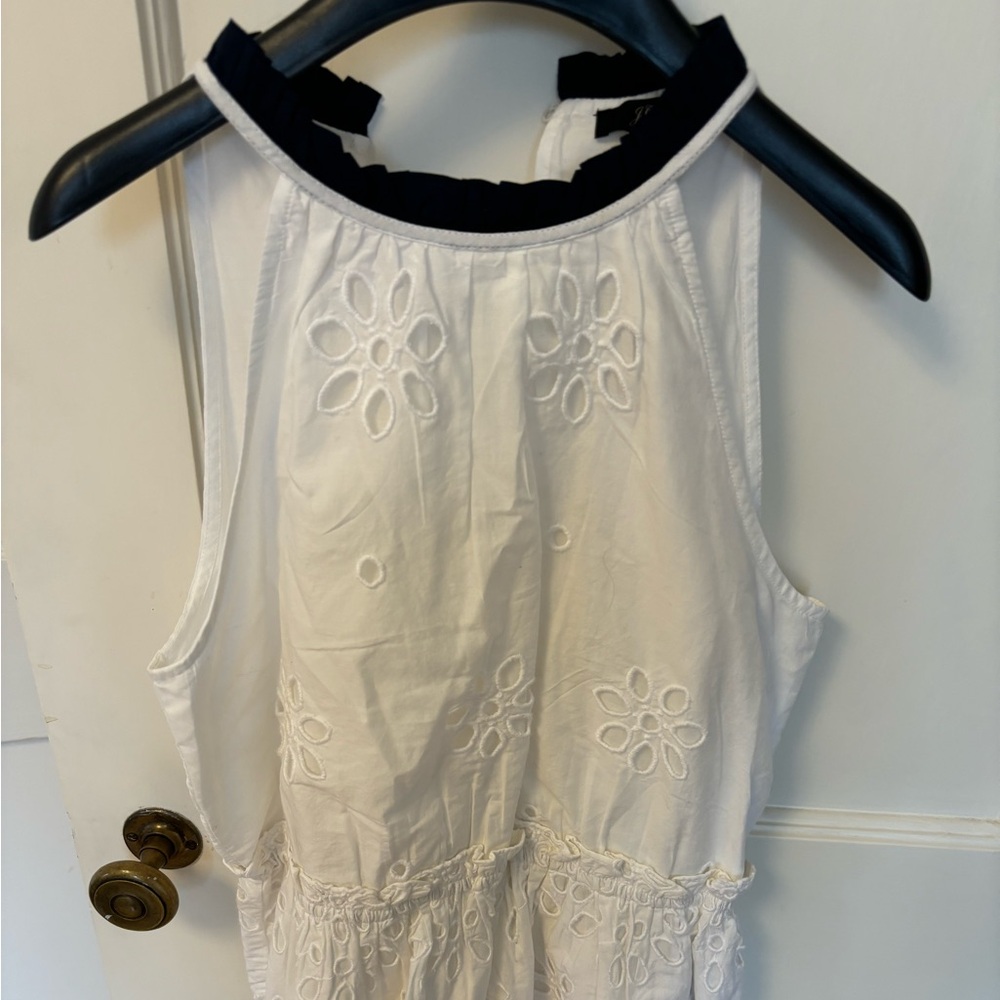 J Crew white eyelet peplum top XS